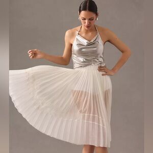 NWOT Anthropologie Cowl-Neck Halter Tank Top in Silver